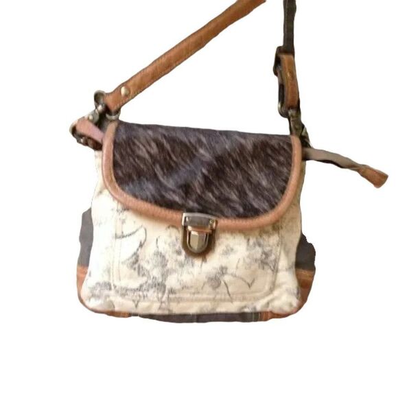 Nice Condition Myra Bag Genuine Cowhide on Flap - Picture 1 of 9
